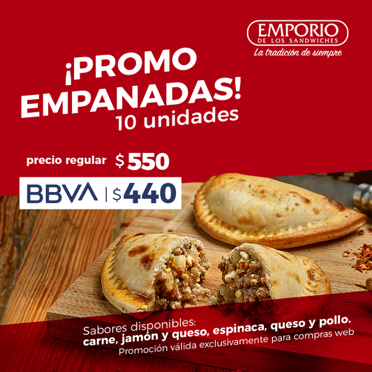 Empanadas De Jamón Y Queso - 10 Unidades