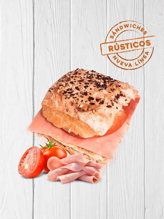 Sándwiches Rústicos De Hummus, Tomate Y Jamón - 6 Unidades