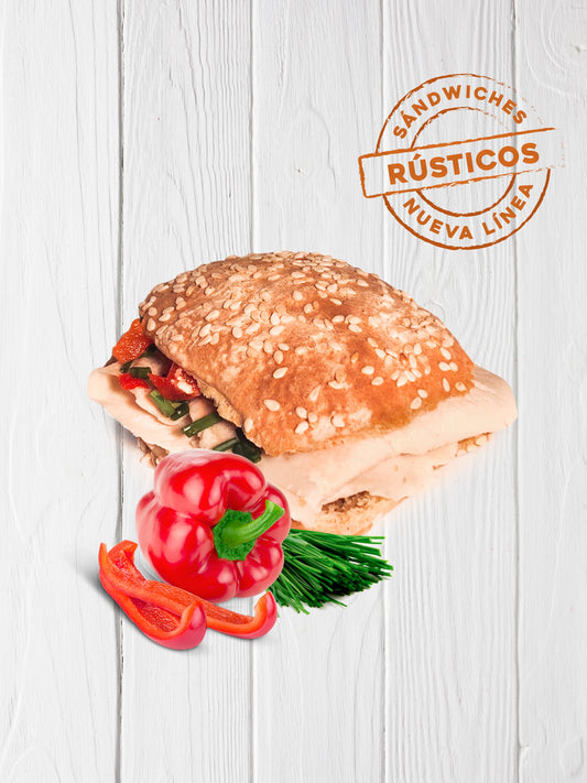 Sándwiches Rústicos De Pollo, Cebolla De Verdeo y Morrón - 6 Unidades
