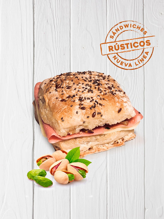 Sándwiches Rústicos De Mortadela, Pistacho Y Pesto - 6 Unidades
