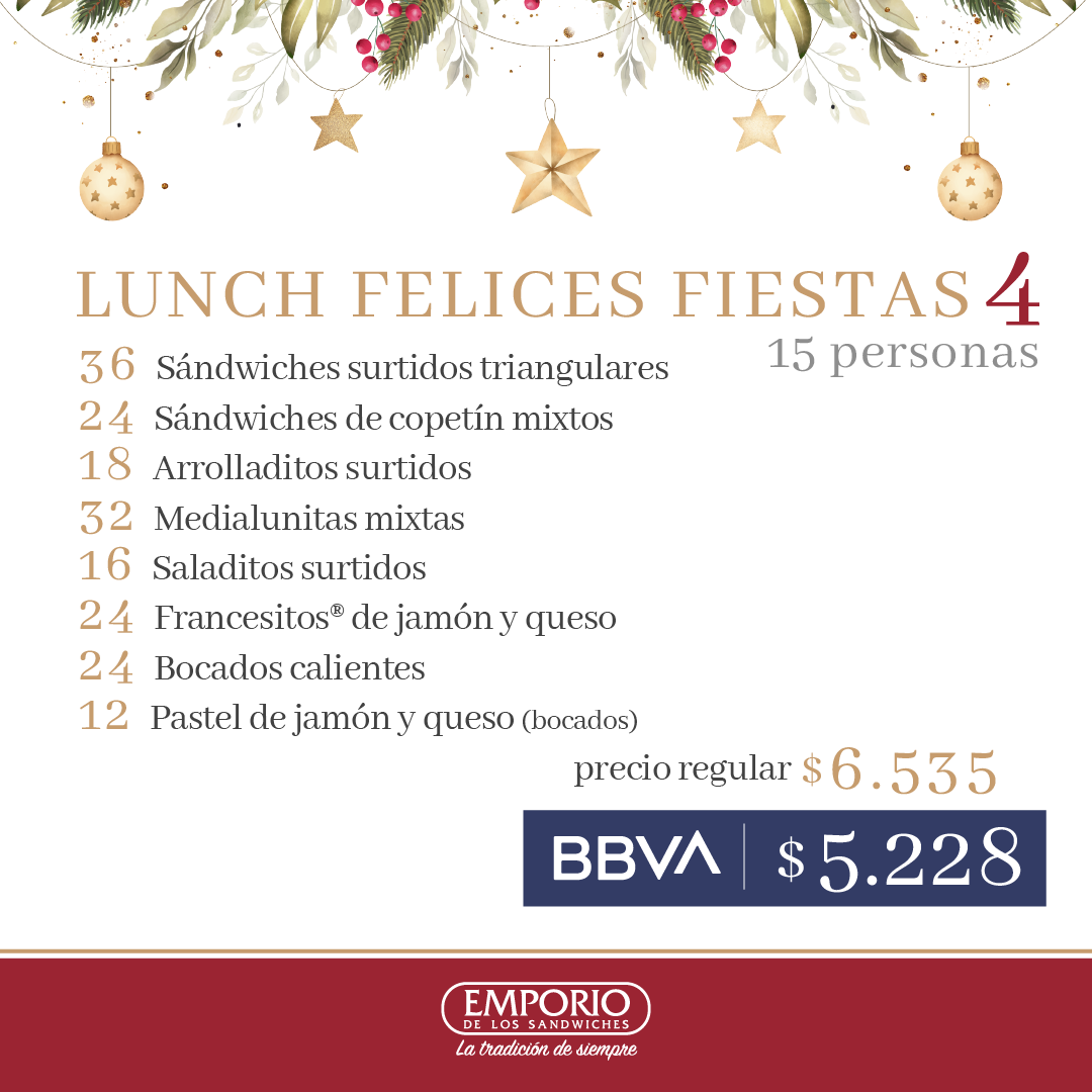 Lunch fiestas 4 - 15 personas